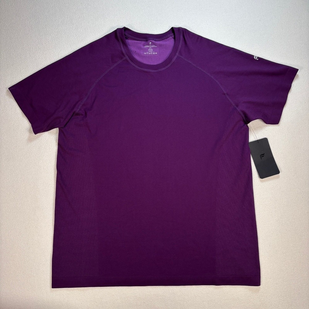 Fabletics Training Day T-Shirt Men's 2XL Purple Stretch Gym Workout Athletic NEW